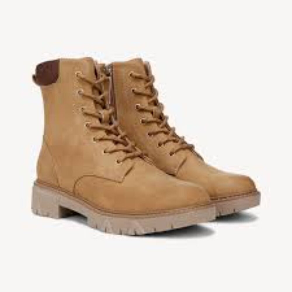 Dr. Scholl's Headstart women 9 faux suede combat‎ boots hiking